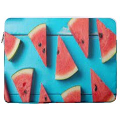 Watermelon Blue Background 17  Vertical Laptop Sleeve Case With Pocket by Azkajaya