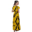 Yellow Regal Filagree Pattern Flutter Sleeve Maxi Dress View2