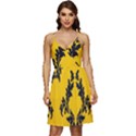 Yellow Regal Filagree Pattern V-Neck Pocket Summer Dress  View1