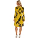 Yellow Regal Filagree Pattern Long Sleeve Dress With Pocket View4