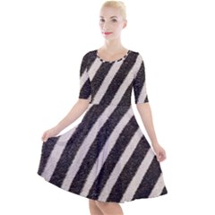 Zebra Zebra Pattern Zebra Fur Zebra Print Strip Quarter Sleeve A-line Dress With Pockets by Azkajaya