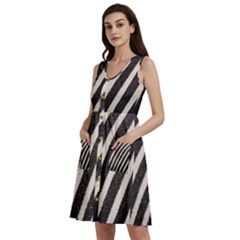 Zebra Zebra Pattern Zebra Fur Zebra Print Strip Sleeveless Dress With Pocket by Azkajaya