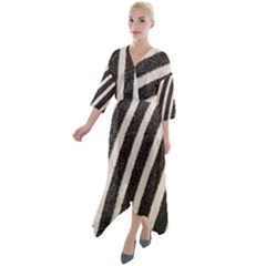 Zebra Zebra Pattern Zebra Fur Zebra Print Strip Quarter Sleeve Wrap Front Maxi Dress by Azkajaya