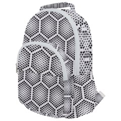 Halftone Tech Hexagons Seamless Pattern Rounded Multi Pocket Backpack by Ket1n9