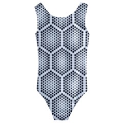 Halftone Tech Hexagons Seamless Pattern Kids  Cut-out Back One Piece Swimsuit by Ket1n9