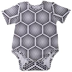 Halftone Tech Hexagons Seamless Pattern Baby Short Sleeve Bodysuit by Ket1n9