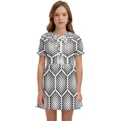 Halftone Tech Hexagons Seamless Pattern Kids  Sweet Collar Dress by Ket1n9