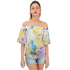 Watercolour Watercolor Paint Ink Off Shoulder Short Sleeve Top by Ket1n9