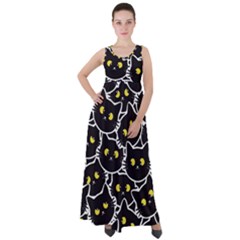 Cat Pattern Pet Drawing Eyes Empire Waist Velour Maxi Dress by Loisa77