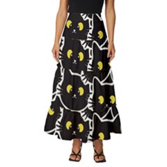 Cat Pattern Pet Drawing Eyes Tiered Ruffle Maxi Skirt by Loisa77