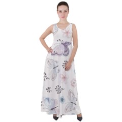 Butterflies Cute Flower Pastel Pattern Empire Waist Velour Maxi Dress by Loisa77