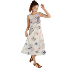 Butterflies Cute Flower Pastel Pattern Summer Maxi Dress by Loisa77