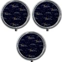 Hand Drawn Scratch Style Night-sky-with-moon-cloud Space Among-stars-seamless Pattern Vector Design Mini Round Pill Box (Pack of 3) View1