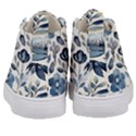 Indigo Watercolor Floral Seamless-pattern Kids  Mid-Top Canvas Sneakers View4