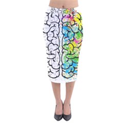 Brain Mind Psychology Idea Drawing Velvet Midi Pencil Skirt by Loisa77