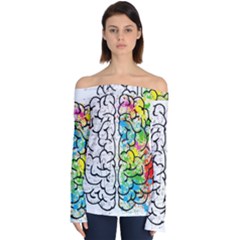 Brain Mind Psychology Idea Drawing Off Shoulder Long Sleeve Top by Loisa77