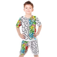 Brain Mind Psychology Idea Drawing Kids  T-shirt And Shorts Set by Loisa77