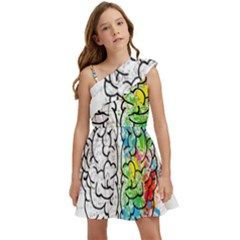 Brain Mind Psychology Idea Drawing Kids  One Shoulder Party Dress by Loisa77