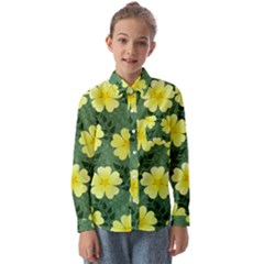 Bloom Flowering Yellow Blade Green Kids  Long Sleeve Shirt by Loisa77