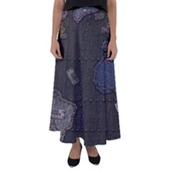 World Map Flared Maxi Skirt by Ket1n9