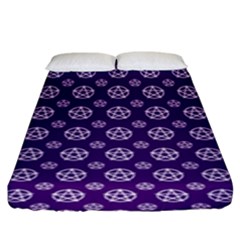 White Pentacle And Purple Pattern Fitted Sheet (king Size) by cheekywitch