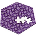 White pentacle and purple pattern Wooden Puzzle Hexagon View2