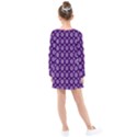 White pentacle and purple pattern Kids  Long Sleeve Dress View2