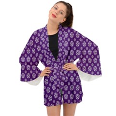 White Pentacle And Purple Pattern Long Sleeve Kimono by cheekywitch