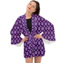 White pentacle and purple pattern Long Sleeve Kimono View1