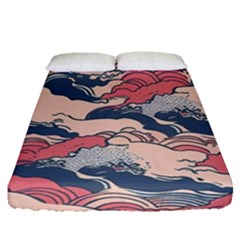 Waves Ocean Sea Water Pattern Rough Seas Digital Art Nature Nautical Fitted Sheet (queen Size) by Bedest