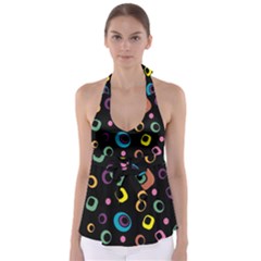 Abstract Background Retro 60s 70s Tie Back Tankini Top by Apen