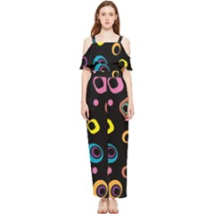 Abstract Background Retro 60s 70s Draped Sleeveless Chiffon Jumpsuit by Apen