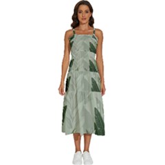 Banana Leaf Plant Pattern Sleeveless Shoulder Straps Boho Dress by anzea