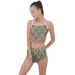 Tribal Background Boho Batik Summer Cropped Co-ord Set by anzea