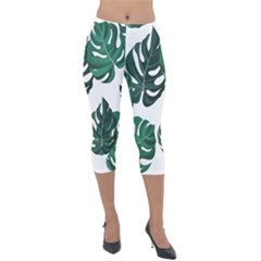 Illustrations Monstera Leafes Lightweight Velour Capri Leggings  by anzea