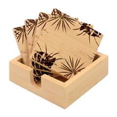 Illustrations Foliage Background Border Bamboo Coaster Set by anzea