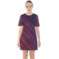 Illustrations Space Purple Sixties Short Sleeve Mini Dress by anzea