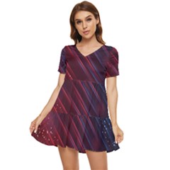 Illustrations Space Purple Tiered Short Sleeve Babydoll Dress by anzea