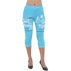 Background Good Morning Lightweight Velour Capri Leggings  by anzea