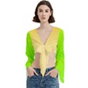 Gradient  green, yellow Trumpet Sleeve Cropped Top View1