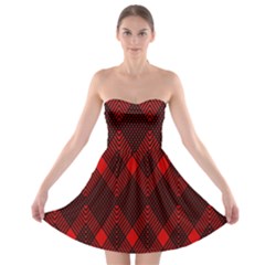 Pattern Red Black, Strapless Bra Top Dress by 2607694c