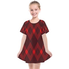 Pattern Red Black, Kids  Smock Dress by 2607694c