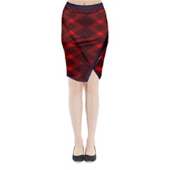 Pattern Rot Schwarz Midi Wrap Pencil Skirt by dedoma