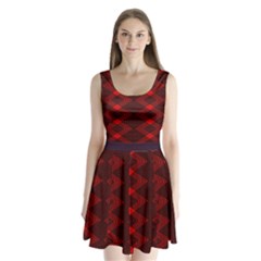 Pattern Rot Schwarz Split Back Mini Dress  by dedoma