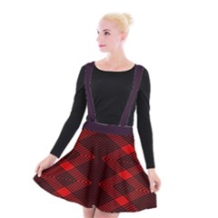 Pattern Rot Schwarz Suspender Skater Skirt by dedoma