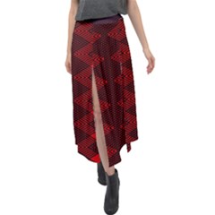 Pattern Rot Schwarz Velour Split Maxi Skirt by dedoma