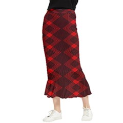 Pattern Rot Schwarz Maxi Fishtail Chiffon Skirt by dedoma