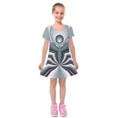 Fractal Grau Kids  Short Sleeve Velvet Dress by dedoma