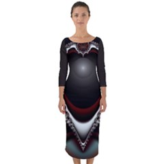 Fractal Eye Quarter Sleeve Midi Bodycon Dress by dedoma