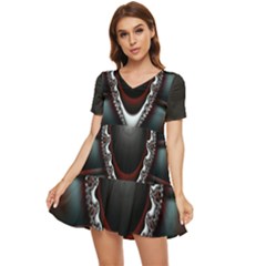 Fractal Eye Tiered Short Sleeve Babydoll Dress by dedoma